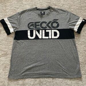 Ecko UNLTD Shirt Men's 3XL Gray Spellout Graphic Short Sleeve Hip Hop Streetwear